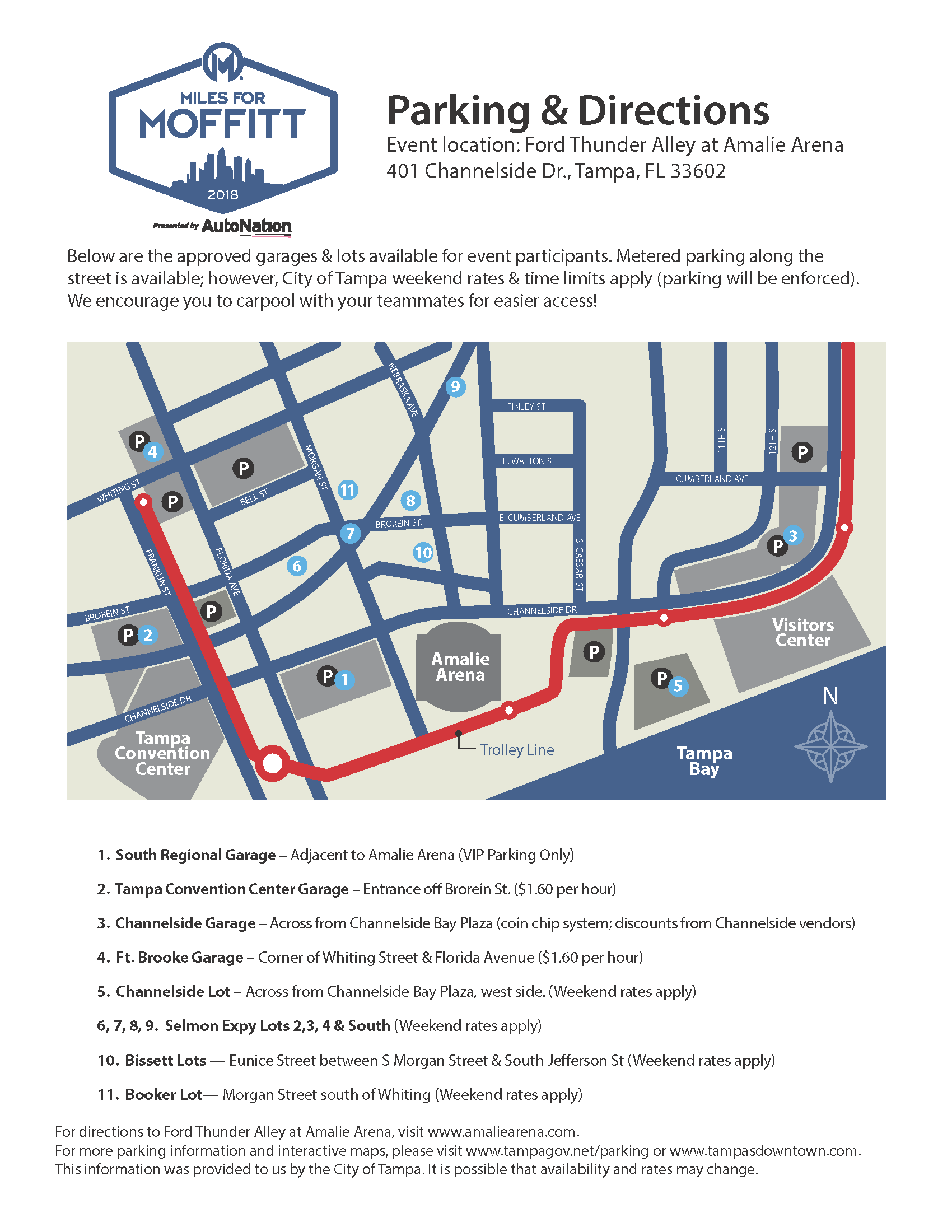 Miles for Moffitt presented by AutoNation: Race Course and Parking Map